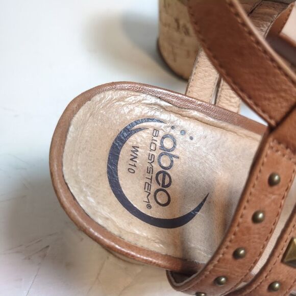 Abeo LENA Biosystem Sandals Womens 10 Brown Leather Strap Strappy Hook Loop - Picture 3 of 8